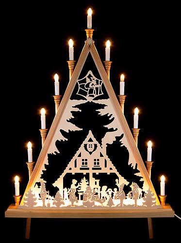 Erzgebirge Palast Gerd Protzner Holzkunst Lichterspitze Adventshaus - 60x81 cm
