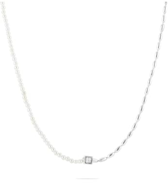 JETTE Damen-Kette 925er Silber 8 Zirkonia One Size, Silber 32025942