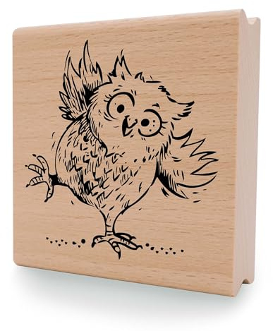 NEWSTAMPS Stempel Else Motivstempel groß aus Holz & Gummi zum Karten und Geschenke basteln, Holzstempel für Tiere, Eule, Tierstempel, Scrapbook, Textilstempel, Deko, Kinder