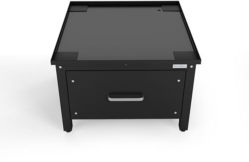 Wasophoogte® Waschmaschinen Untergestell mit Schublade - Waschmaschinenunterschrank - Waschmaschinen Podest - 42 cm Hoch - Schwarz - Universell - Inklusive Auffangwanne