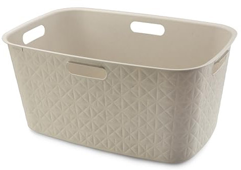 CURVER Coffre à Linge Softex 45L - Design Élégant - Léger et Pratique - 70% recyclé - 59 x 39 x 27 cm - Blanc cassé