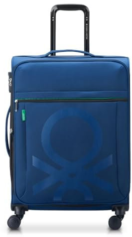 DELSEY Paris x United Colors of Benetton – Farbblock – Koffer mit flexiblem Ladevorgang 66 cm x 45 cm x 29 cm – 69 l – L, Marineblau, Large, Trolley Case/Upright
