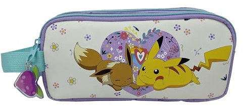 CYPBRANDS - Pokémon, Astuccio per scuola, cancelleria, collezione Flowers, colore crema, prodotto ufficiale, crema, Estandar, Casual