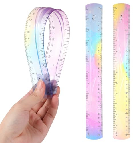 2 Stück Flexibel Lineal 30 cm,Mabor Biegsam Lineal 30cm Bruchfest Ruler für Schulen, Haushalte, Büros, Kinder und Erwachsene