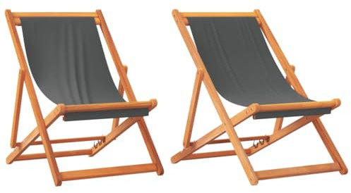 ULUYYUC Loungesessel Outdoor Gartensessel Outdoor Balkonstuhl Strandstuhl Faltbar Leicht - Strandstühle 2 STK. Klappbar Grau Stoff für Außenbereich Garten Speisesaal Balkon