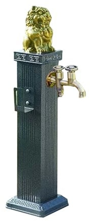YZMJXNYY Fontana da Giardino in Stile Antico, Fontanella A Colonna con Doppio Rubinetto di Uscita dell'Acqua, Rubinetto Antigelo da Esterno Fontana con Fontana A Pavimento(Gray Gold,69cm/27.1in)