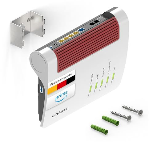 munda.living Fritzbox Support mural pour tous les routeurs Fritzbox avec grille d'aération - Support mural Fritzbox avec matériel de montage - Accessoires Fritzbox fabriqués en Allemagne