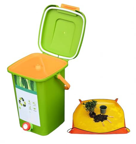 LFLIFENG Compostera Domestica 8L/10L/15L/20L Composteras Huerto Recoger Líquido De Abono Compost,Style3(15L)-1Set