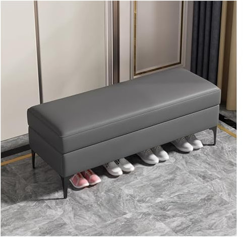 Polsterbank für Schlafzimmer, mit Metallbeinen, 160 cm, modernes Design, extra groß, weiche Polsteroberfläche, multifunktionales Möbelstück, Grau