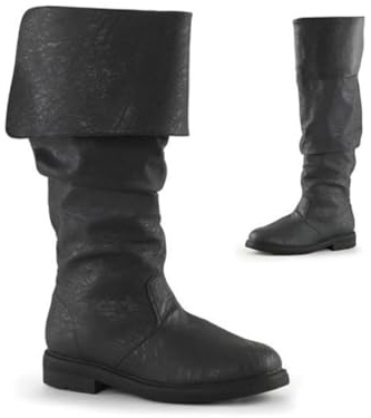 Agiyenna Stivali Medievali da Uomo Scarpe Steampunk Rinascimentali Stivali Western Retrò Stivali Slip-On Piatti con Tacco Spesso Stivali da Moto Casual Stringati Media Altezza in Tinta Unita