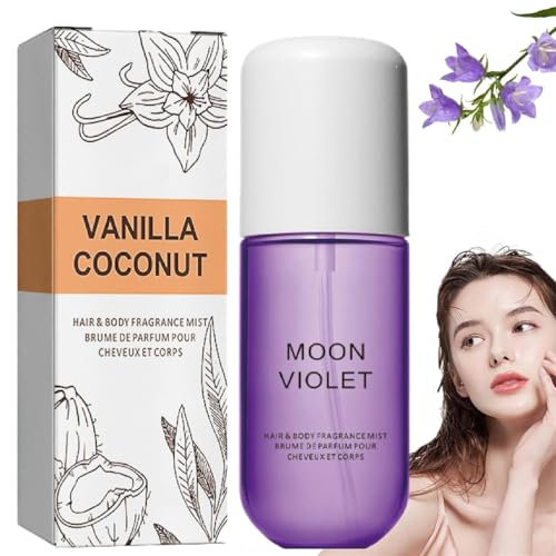 Vanilla Coconut Perfume - Coconut Vanilla Perfume,Vanilla Coconut Hair and Body Perfume Spray,Vanilla Skin Perfume,Skin Full Size Body Mist,Vanilla Hair & Body Fragrance Mist for Women (Violet)