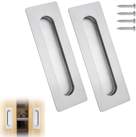 VZU 2 PCS 150mm Groove Recessed Sliding Door Handle in Silver - Flush Pull for Bi Folding Doors, Kitchen Cabinet, Closet
