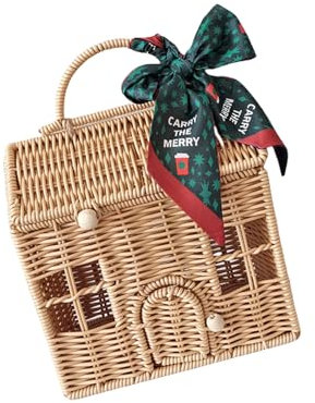 Aurgiarme Cestino da picnic in vimini con maniglia, elegante valigetta in rattan, elegante confezione