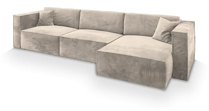 Masseno Ecksofa TOLMO M mit Schlaffunktion L-Form, Sofa mit Bettkasten, Wohnzimmersofa, Couch, Soffa, Bettsofa, Couchgarnitur- Creme, Monolith 04