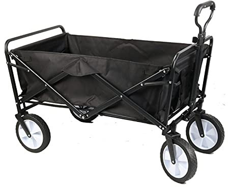 Beach Garden Trolley Cart Large Capacity Collapsible Wagon Cart with Telescoping Handle Compact Outdoor Wheelbarrows for Camping Garden and Beach Use,Red