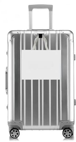 Aluminium Reisekoffer Bordkoffer Hartschalen-Koffer Trolley Rollkoffer Handgepäck Teleskopgriff, TSA, 4 Rollen(Silber,S)