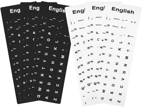 Lot de 6 autocollants pour clavier QWERTY, version britannique, autocollants mats pour clavier d'ordinateur portable (3 noirs et 3 blancs)