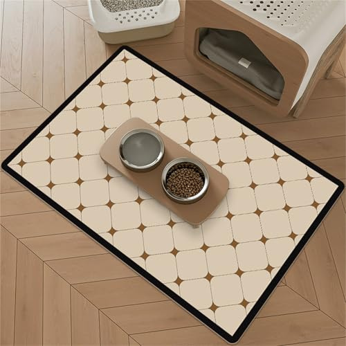 Mateju Napfunterlage Hund Katzen, Modern Futtermatte Hunde rutschfest Saugfähig Schnelltrocknend Futtermatte Matte, Napfunterlage Katze Hundenapf Unterlage (Netz,90x60cm)