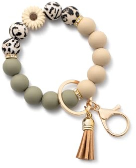 AOKSUNOVA Schlüsselanhänger Armband Perlen Schlüsselarmband Rosa Grün