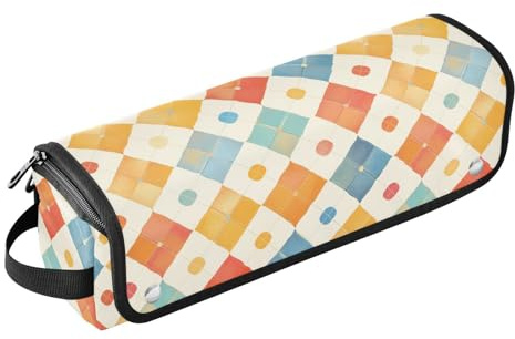 Colorful Checks 2-in-1 Hair Tools Organizer with Removable Heat Resistant Mat Removable Hair Styling Accessories Organizer for Curling Iron Straightener Flat Hair Dryer Portable Organizer