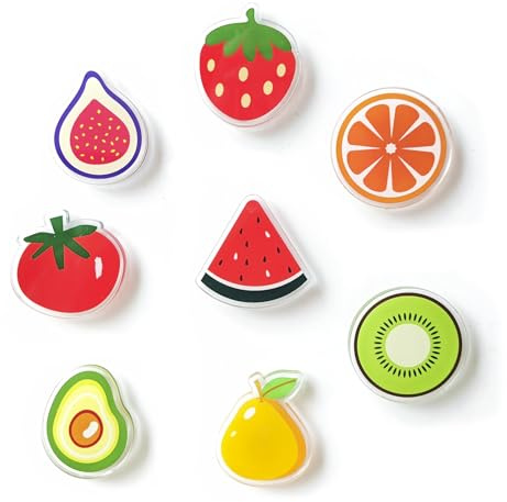 Janlifian 8 PCS Cute Fridge Magnets,Strawberry, Tomato, Orange, Kiwi, Avocado, Watermelon Summer Series,Funny Fruit Decorative Magnetic Stickers For Fridge Whiteboard Decor