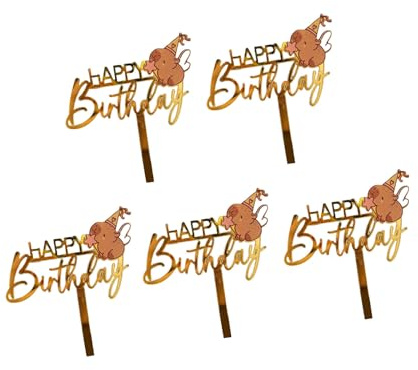 5 Stück Cupcake „Happy Birthday“ Aus Acryl Cartoon Kuchendekoration Partyzubehör Für Kinder Cupcake Ornament Für Kinder Und Erwachsene Partyzubehör