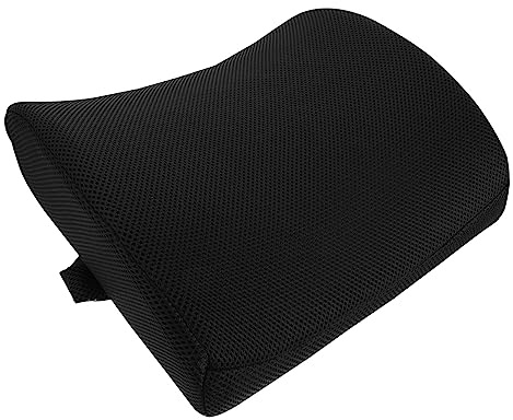 DINHEAROM Cojín Lumbar Memoria para Silla Oficina y Coche, Soporte Ergonómico para Espalda, Alivio Presión Lenta, Almohada Cómoda Transpirable para Estudiantes y Conductores, Color Negro,