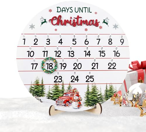 Decorazioni natalizie per l'Avvento di Natale, 25 giorni fino a Natale, decorazione in legno, cartello per porta, calendario per feste, mensola da parete, mensola per interni, scrivania da tavolo