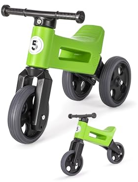 FWRider Sport 2-in-1 Kinder Laufrad Grün - Zweirad und Dreirad in einem, Balance-Bike mit Gurt und geräuschlosen Rollen - Ab 18 Monaten, geeignet bis 25 kg, Lauflernrad