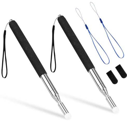 Vicloon Punteros de Enseñanza Telescópicas,2Pcs 100CM Largo Puntero Telescópico para Profesor con Cordón de Mano,Puntero de Enseñanza para Aula para Oradores Presentación Aula Oficina