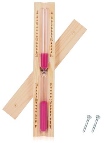 OurLeeme Wooden Rotating Sand Clock 15 Min, Hourglass Sand Timer 15 Minute Classic Wall-Mounted Heat Resistant Wood Hour Glass Sandglass for Sauna SPA Room