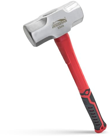 HOUSERAN Massette 1,62 kg – Massette Robuste en Acier Forgé avec Poignée Antidérapante pour Bâtiment, Jardinage et Bricolage