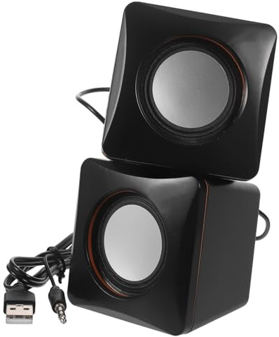 Operitacx Mini Haut-Parleur D’Ordinateur USB Noir, Compact pour Bureau | Lot de 1 Paire, Compatible Tablette et Téléphone, Abs, Cuivre et Aimant, Usage Maison et Bureau