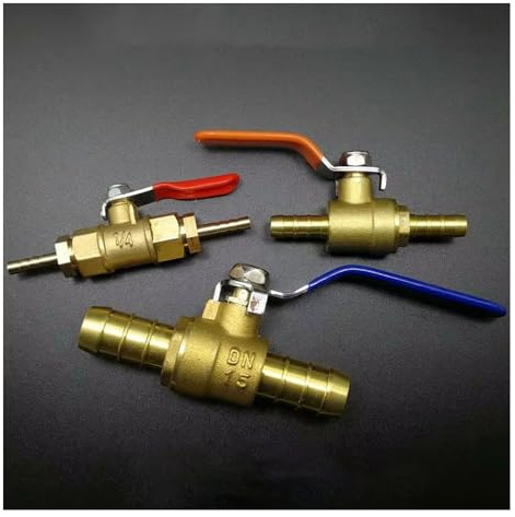 Pipe Fittings, 4-50mm Hose Barb Red Handle Valve Inline Brass Water Oil Air Gas Fuel Line Ball Valve 1pc(OD 50mm)