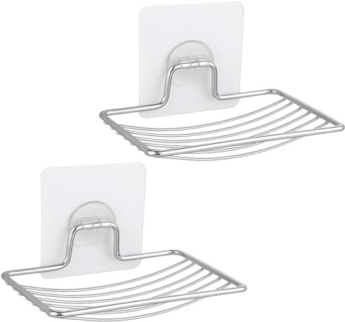 2 Stück Seifenhalter, Seifenhalter Dusche, Seifenschale Ohne Bohren, Wandmontage Seifenhalters Für Dusche, Schwammhalter，Badezimmer,Küche,Hält Seife Und Schwämme Sicher