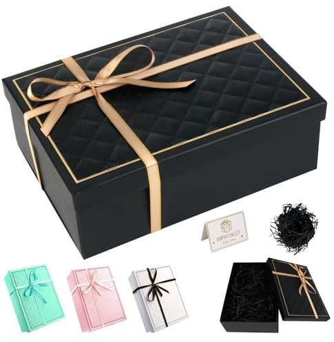 Geschenkbox, Schwarz Geschenkbox mit Deckel 22 x 18 x 8,5cm Geschenkboxen