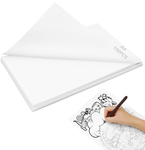 APXEL Transparentpapier A4, 100 Blatt Pauspapier Weiß, 93 g/m² Tracing Paper Durchsichtige Papier Bastelpapier Architektenpapier für Skizzieren DIY-Karten Verpacken Zeichnen（21 cmx 29.5 cm）