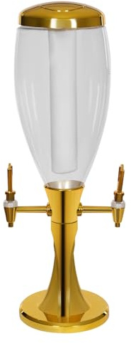 Loobiiny 3l BiersäUle ZapfsäUle,Tragbarer GeträNkespender,Zwei ZapfhäHnen,Mehrfarbige Beleuchtung,Bierzapfanlage Mit EisbehäLter,TrinksäUle GeträNkezapfanlage