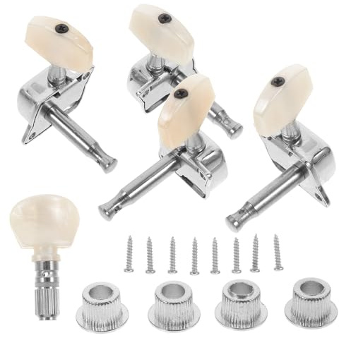 Cabilock Clavijas de Afinación para Banjo 4 1 Piezas, Aleación de Zinc y Pvc, Acabado Plateado, Accesorios para Instrumentos Musicales, Juego de Afinadores de Cuerdas para Banjo, Adecuado