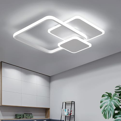 FUPE Plafoniera LED Soffitto - 4320LM Luce Fredda 43W Moderna a 3 Quadratische Lampada Soffitto 6500K per Soggiorno e Camera in Alluminio e Acrilico per Cucina Corridoio