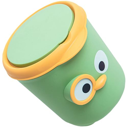 HEANUJJ Mini Cubo de Basura de Mesa de Pp con Tapa Abatible, Color Verde, Tamaño Mini, Papelera Adorable para Escritorio, Cocina, Oficina y Sala de Estar, Contenedor Práctico para