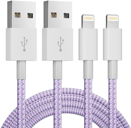 2Pack 1.8M iPhone Charger Cable Apple MFi Certified Braided Lightning Cable | USB iphone Charging Cord for iPhone 14/14Pro/14Pro Max/13/12/11 Pro Max XS XR X 8 7 6 Plus 5, iPad and iPod