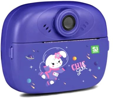 Macchina Fotografica Istantanea Cagnolina Viola per Bambini con Stampa Termica Seven SJ Gang, Display LCD 2”, Foto e Video 720P, Memory Card 8GB Inclusa, USB-C, Giochi e Filtri