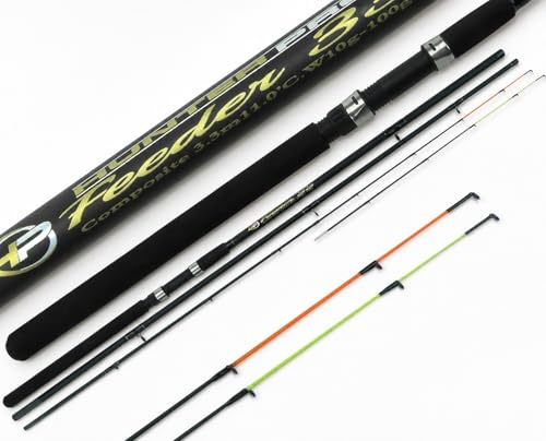 Hunter Pro 11 ft Composite Feeder Rod: 3-Piece Ledgering Quiver Tip Set with Hi-Viz Twin Tips