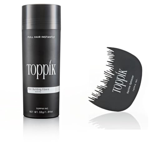 TOPPIK 55 gr. Haarverdichter + TOPPIK Hairline Optimizer - Sparangebot! - Haarverdichtung Streuhaar Schütthaar, Farbton:Weiß