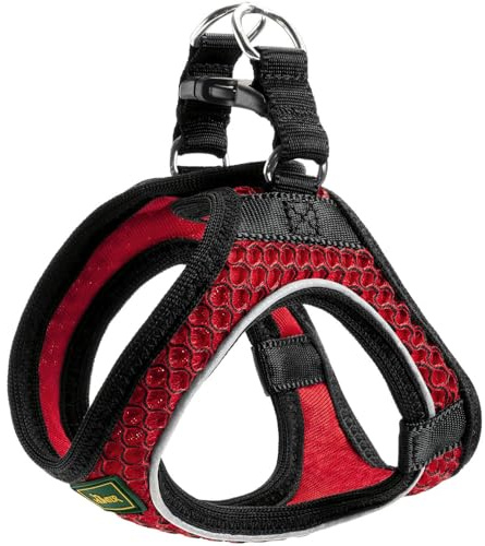 HUNTER HILO COMFORT Geschirr für kleine Hunde, mit Mesh-Material und reflektierenden Elementen, rot, M