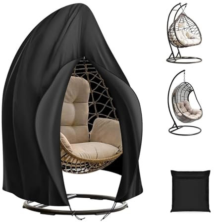 SIRUITON 120x190cm 420D Regenabdeckung Abdeckung für Hängesessel Schwingsessel Reißfest Oxford Gewebe und Innen mit PU Beschichtet Schwarz -20 Monate Garantie