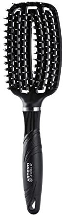 Artero Cepillo Flexible Antitirones Ge-Bion 17. Cepillo para desenredar el cabello de Mujeres, Hombres y niños. Iónico, reduce la electricidad estática. (Negro)