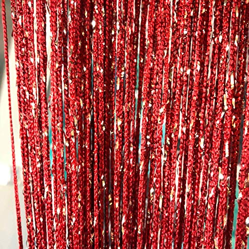 Vagasi Fadenvorhang Weinrot Einfarbig Glitzer im 2er Set Fadengardine Blickdicht Dekovorhang Vorhänge für Fotohintergrund Lametta Party Hochzeit Gartenhaus, 100x200cm