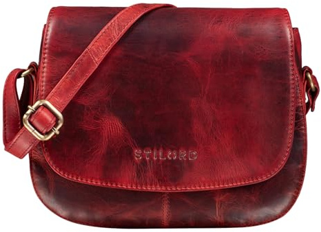 STILORD Savannah Umhängetasche Damen Leder Handtasche kleine Schultertasche Crossbody Bag Ausgehtasche Partytasche Echtleder Farbe:Kara - rot